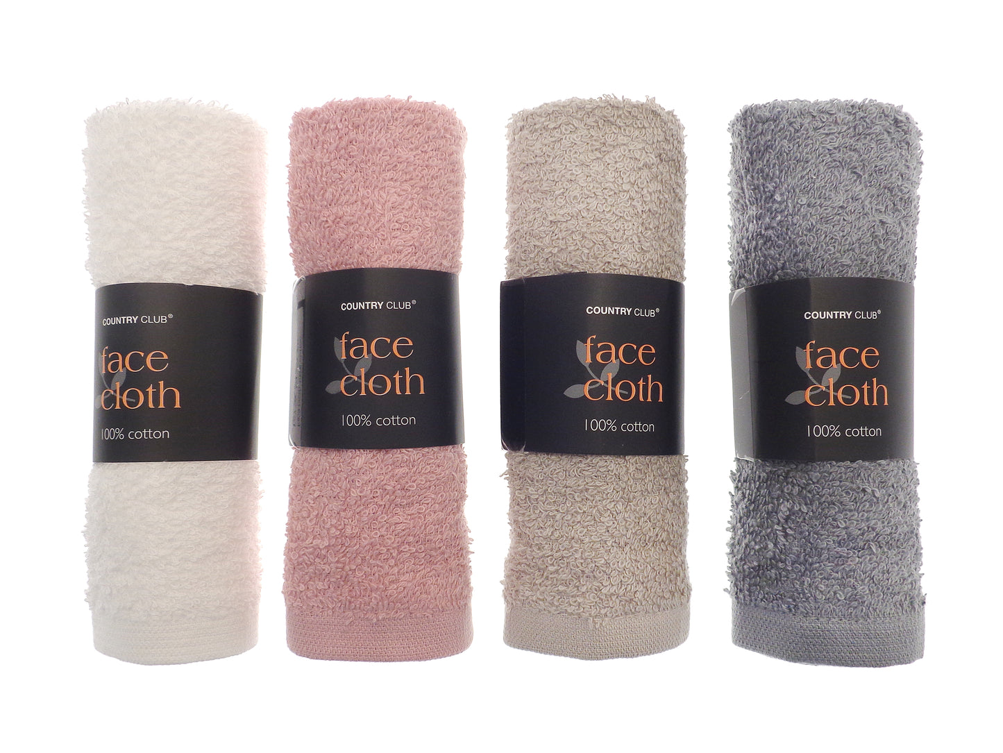 COUNTRY CLUB ASSORTED COTTON FACE CLOTH 30CM \\\KD34282