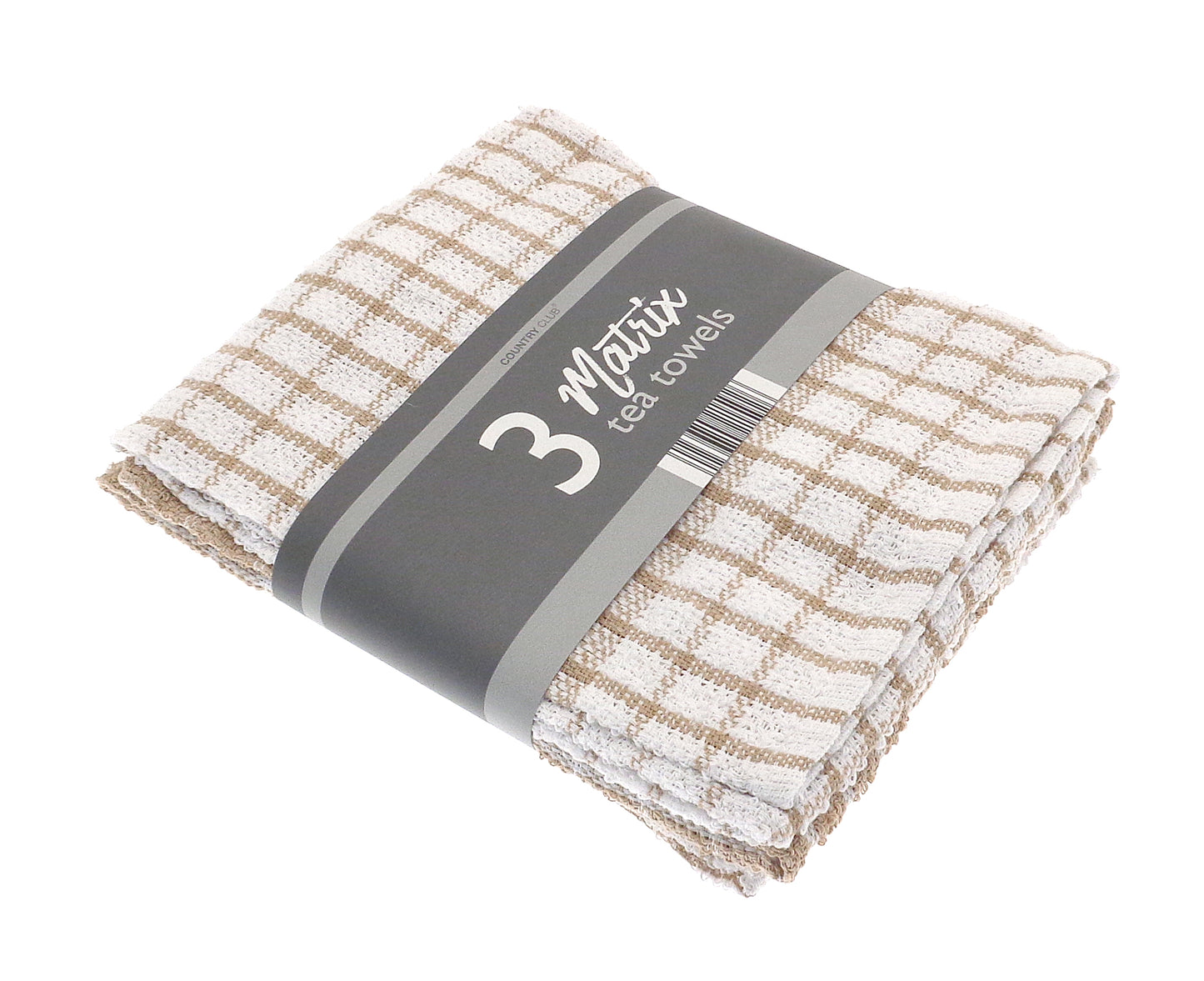 COUNTRY CLUB ASSORTED MATRIX TEA TOWELS 3/PK \\\KD34295