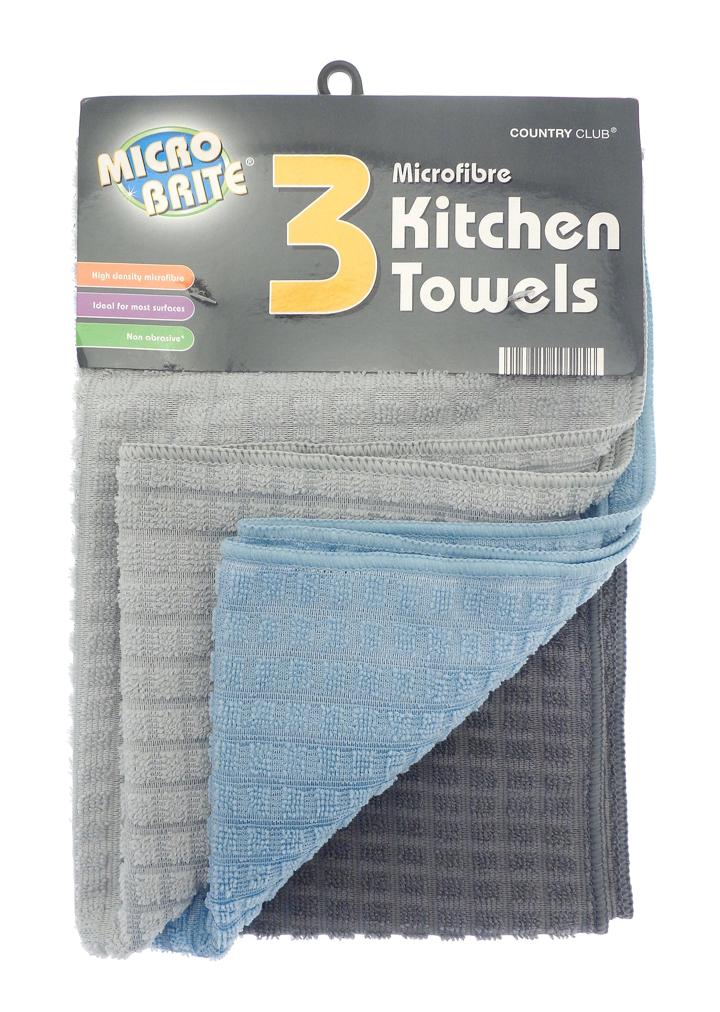 MICRO BRITE MICROFIBRE KITCHEN TOWELS DOBBY DESIGN 3/PK \\\KD34296