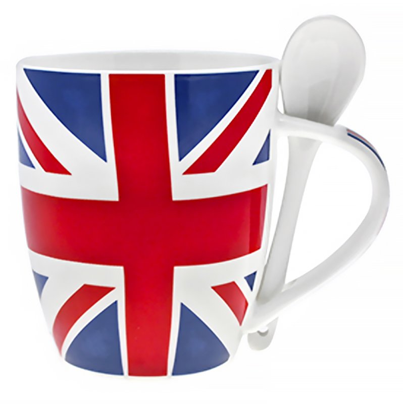 THE LEONARDO COLLECTION UNION JACK MUG WITH SPOON \\\KD34355