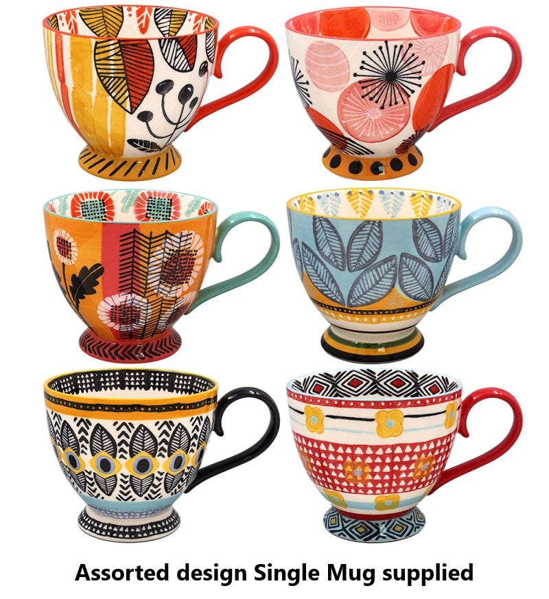 THE LEONARDO COLLECTION ASSORTED HAND PAINTED MUG 450ML \\\KD34360