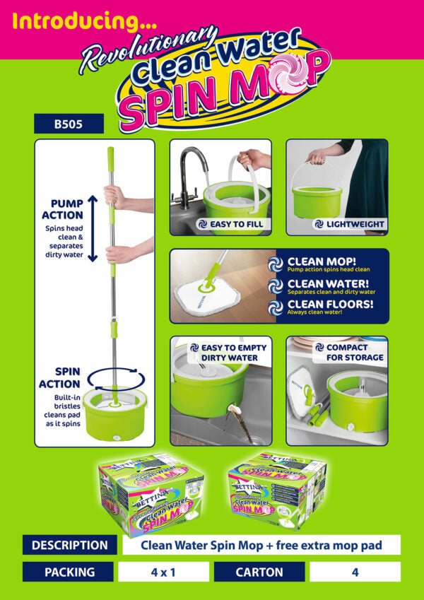 BETTINA REVOLUTIONARY CLEAN WATER SPIN MOP \\\KD34362