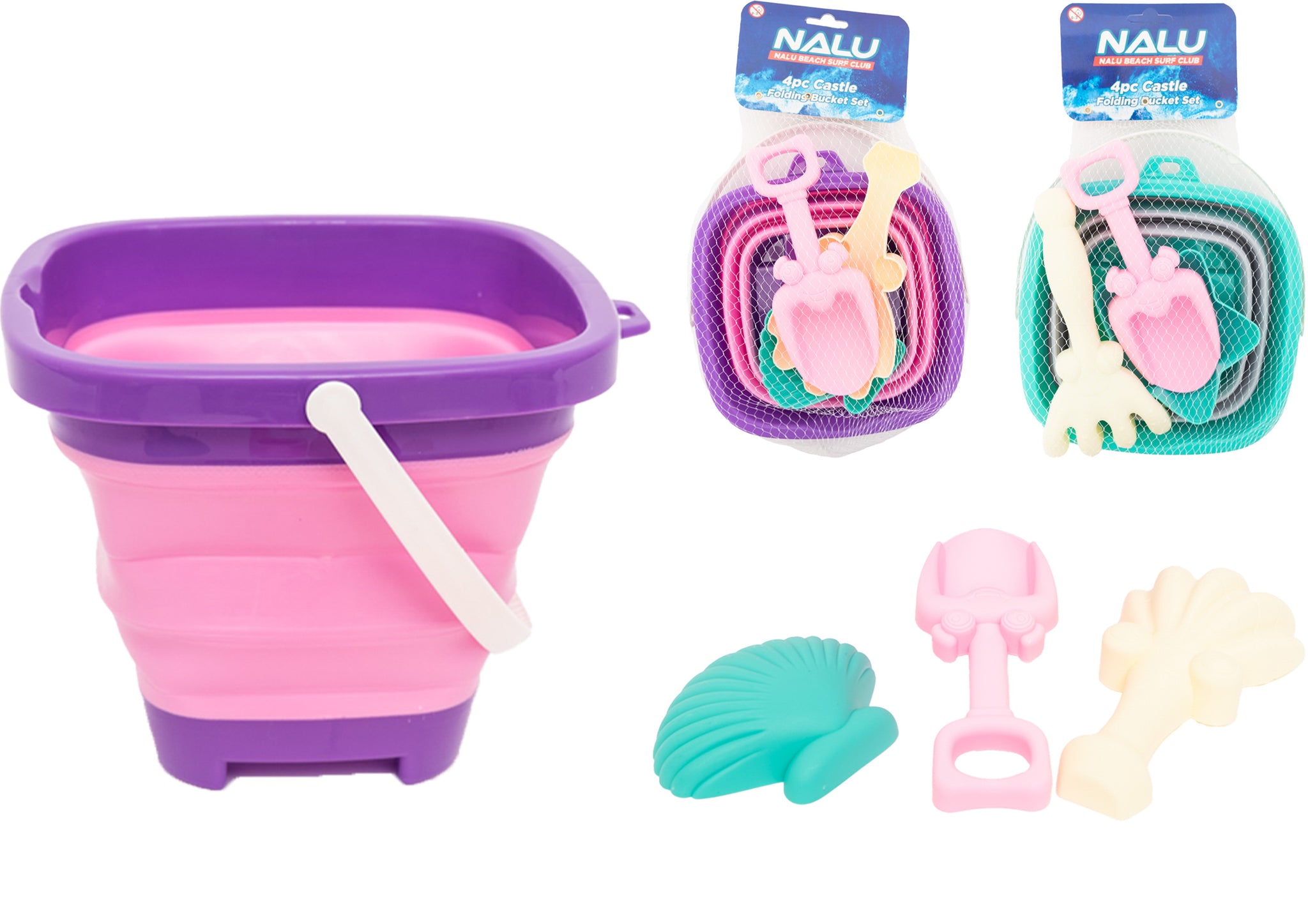 NALU 4 PCS CASTLE & ROUND FOLDING BUCKET SET \\\KD34376