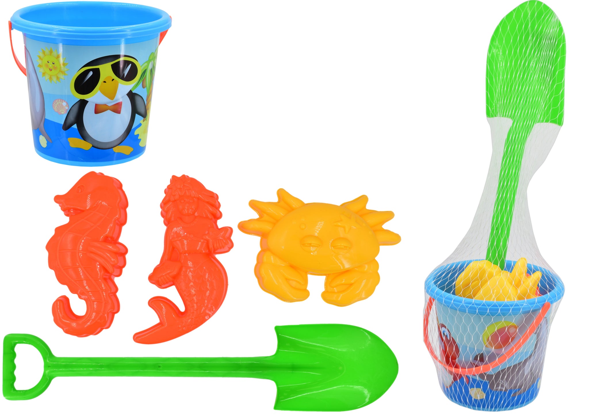 NALU 5 PCS BLUE SPADE & MOULD BEACH BUCKET SET \\\KD34380