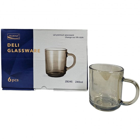 DELISOGA DELI SMOKE GLASS MUG SET 240ML 6/PK \\\KD34398