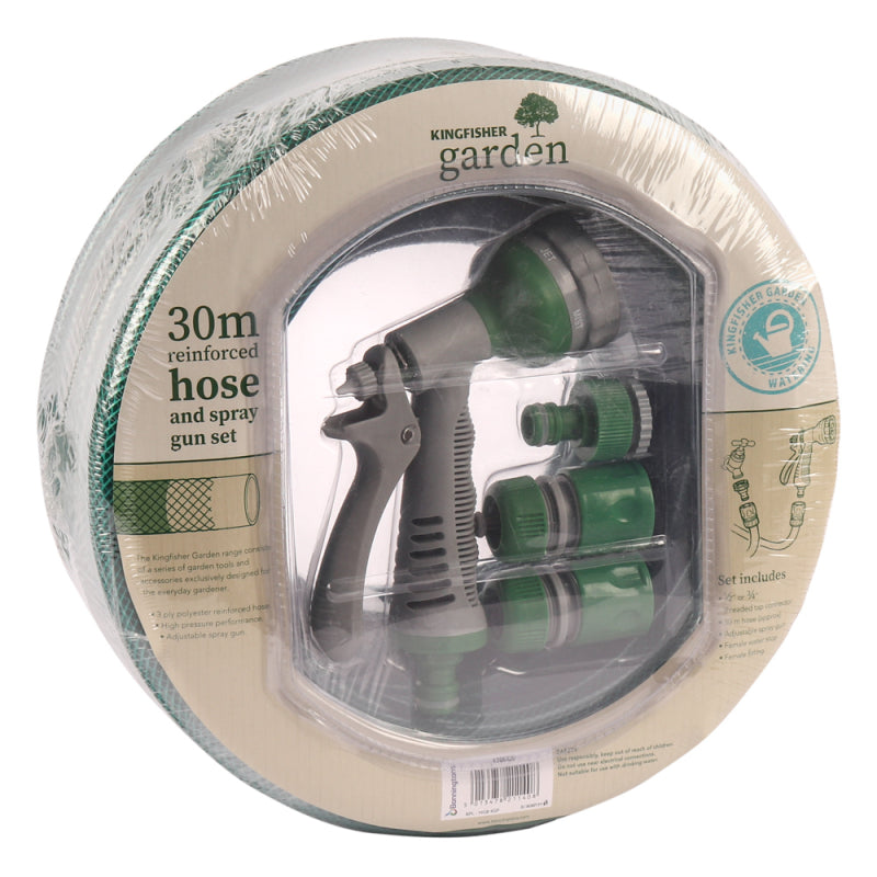 KINGFISHER GARDEN HOSE AND SPRAY GUN SET 30MTR REINFORCED. 430SGS \\\KD34428