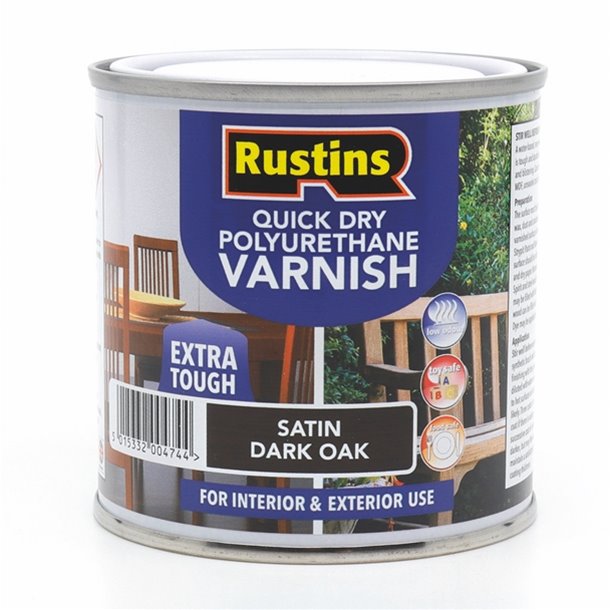 RUSTINS QUICK DRY POLYURETHANE VARNISH SATIN WALNUT 250ML \\\KD34467