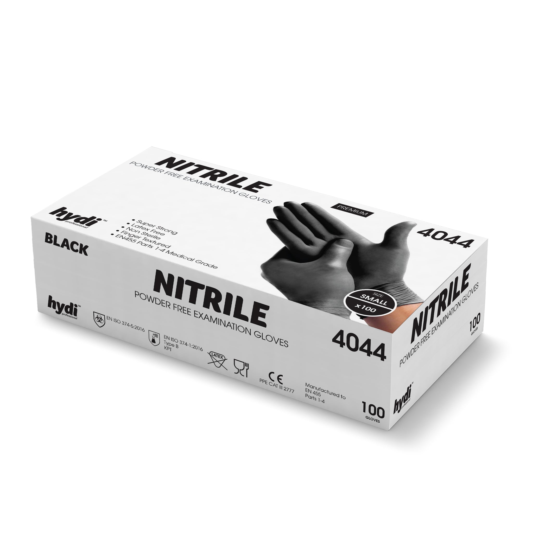 HYDI BLACK POWDER FREE NITRILE MEDICAL GLOVES 100/PK - SMALL. HY4044 \\\KD34499