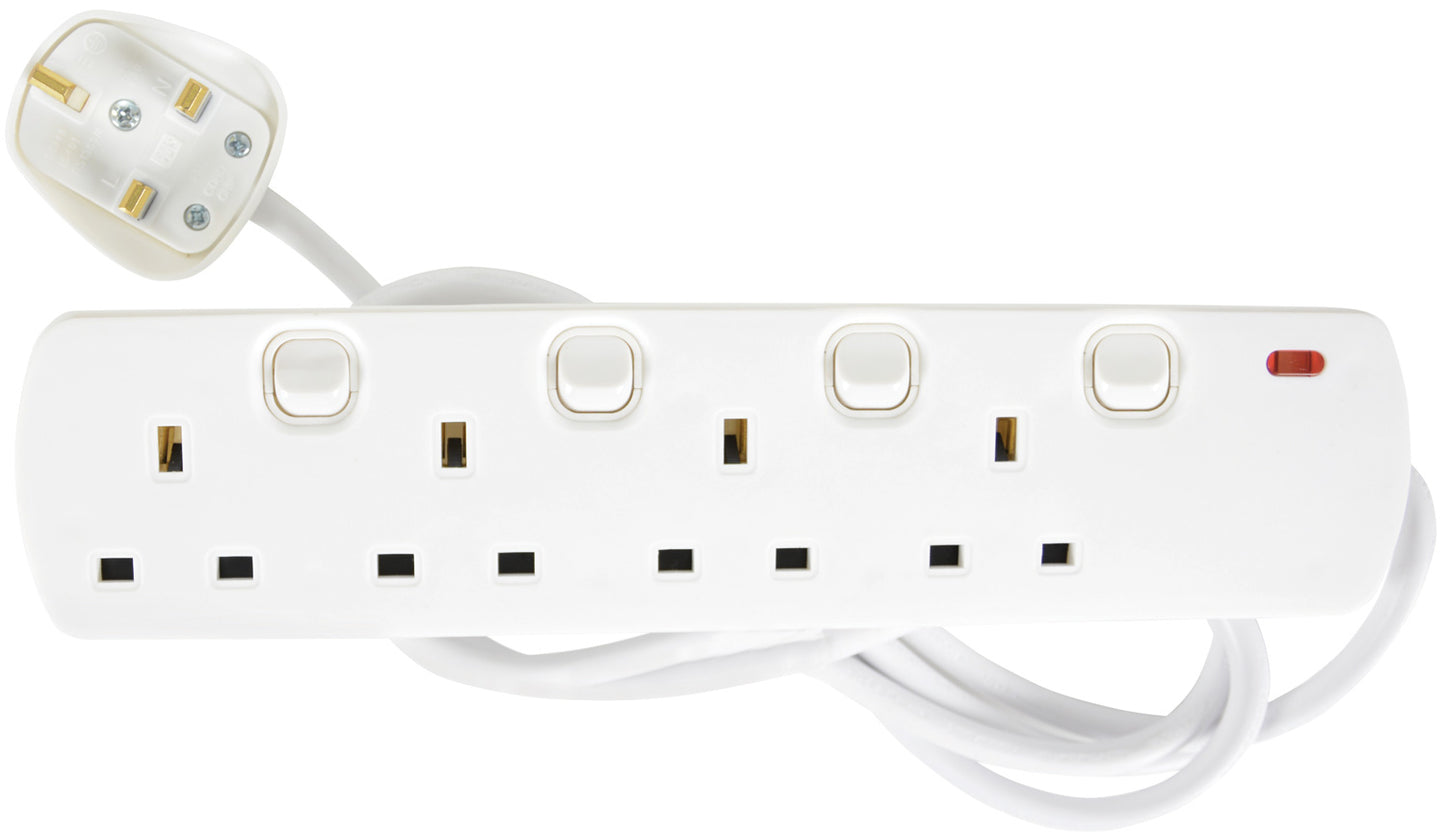 MERCURY 4 GANG EXTENSION LEAD 2M 13A 250V AC \\\KD34514