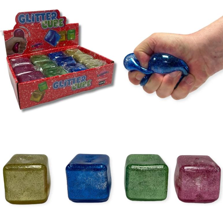 ASSORTED SQUEEZE GLITTER CUBE 5CM. HU1549 \\\KD34581