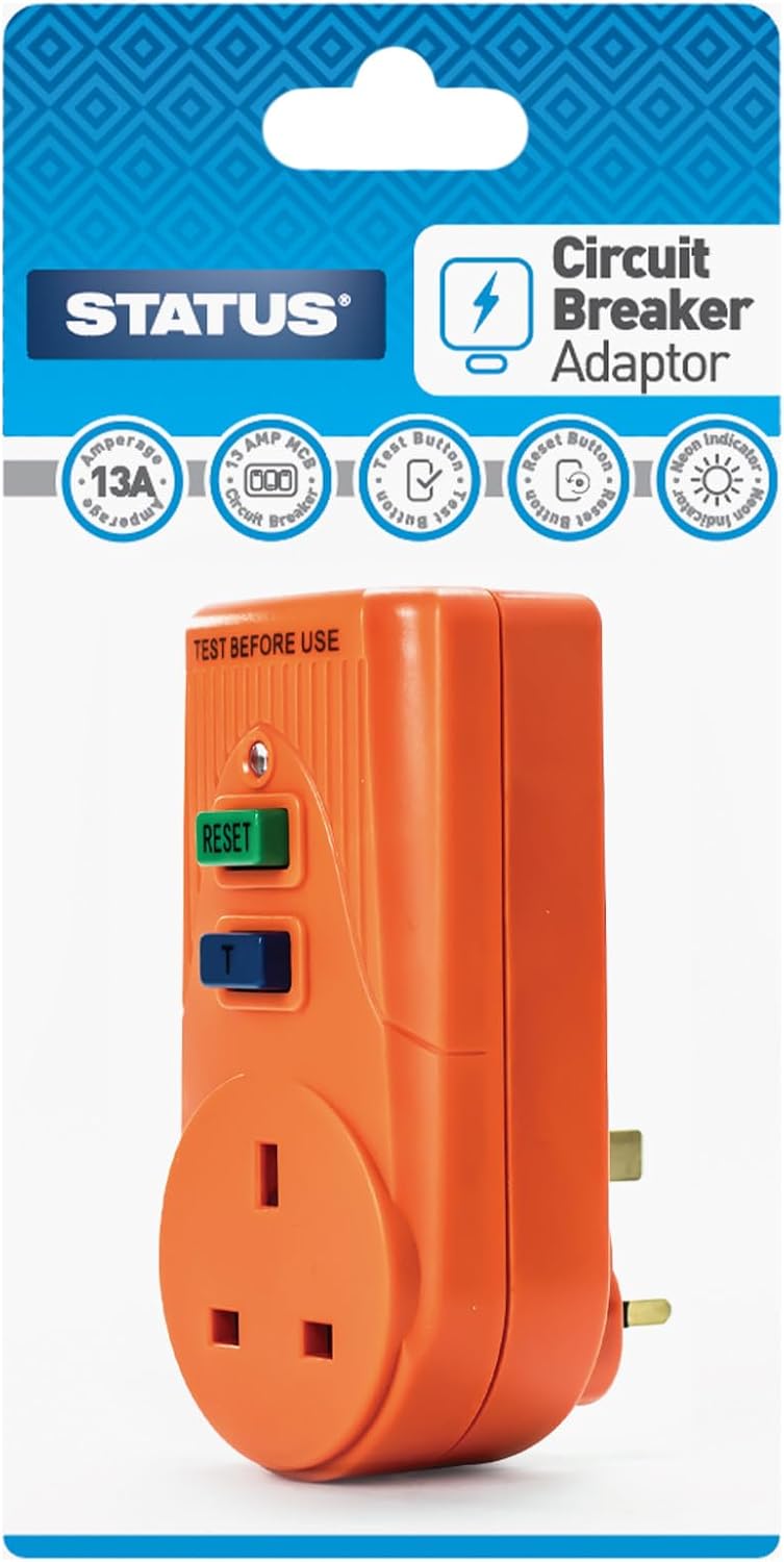 STATUS ORANGE 13AMP POWER CIRCUIT BREAKER ADAPTOR. SRCDORX3 \\\KD34592