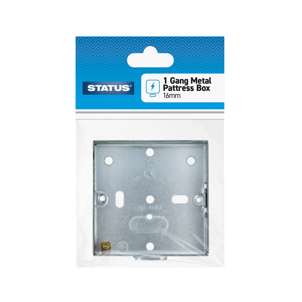 STATUS 1 GANG 16MM METAL PATTRESS BOX. SMSBS16DEEPB6 \\\KD34600