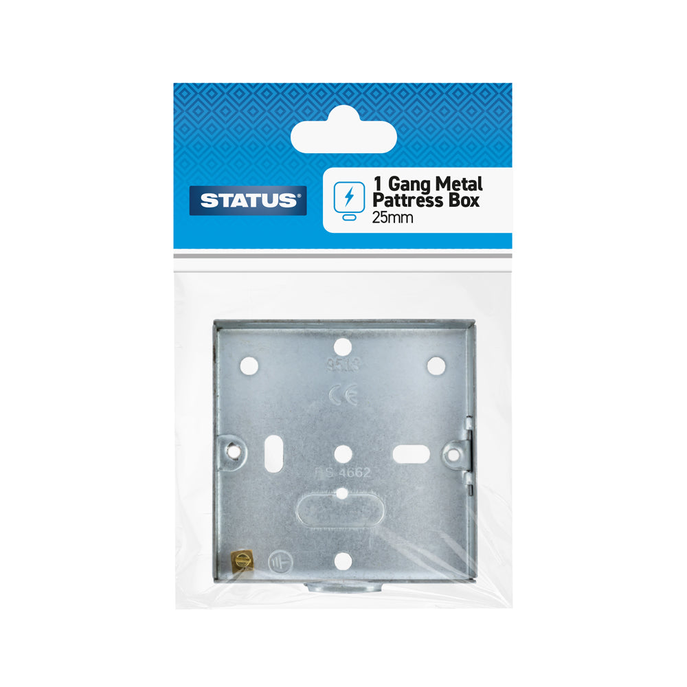 STATUS 1 GANG 25MM METAL PATTRESS BOX. 25DEEPB3 \\\KD34601