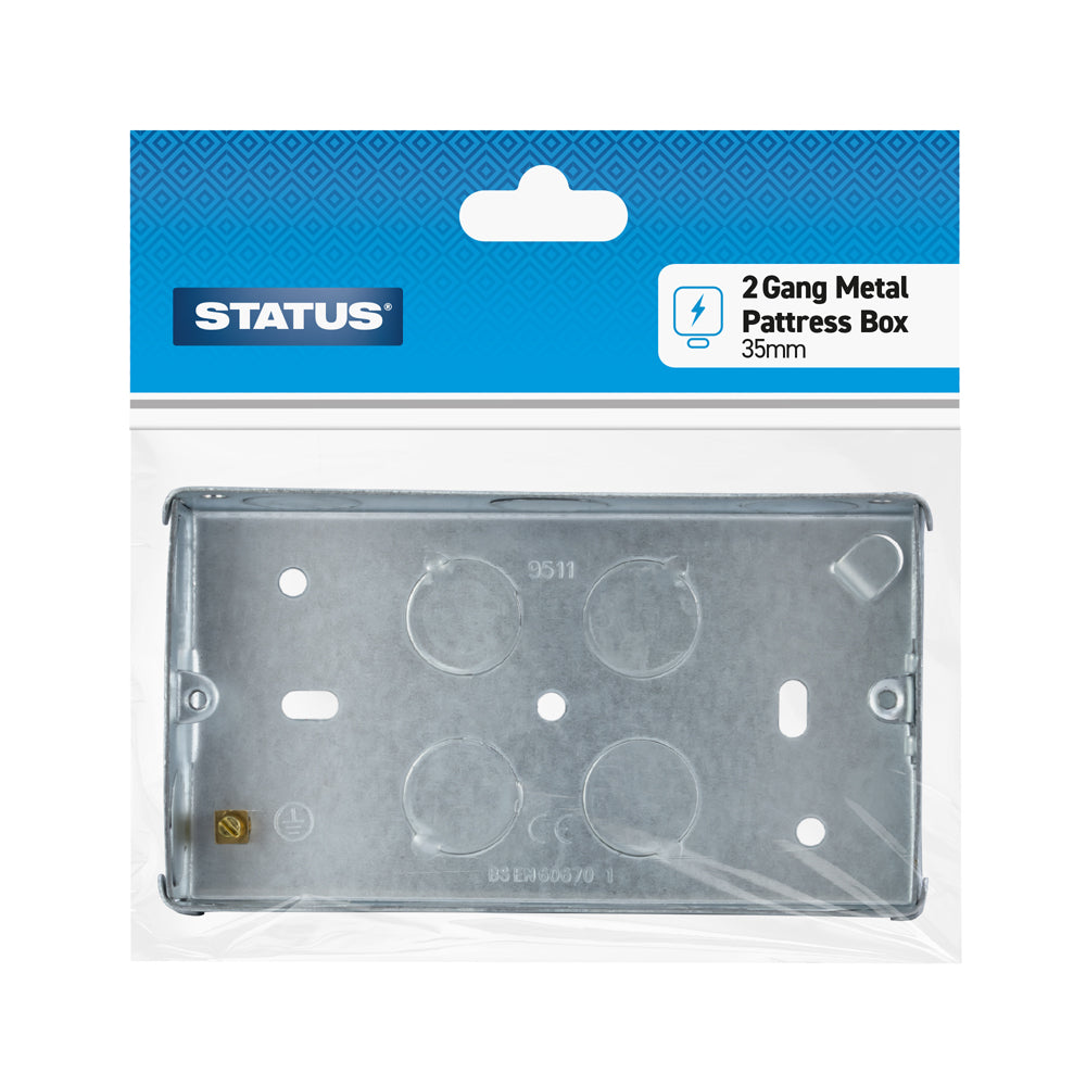 STATUS 2 GANG 35MM METAL PATTRESS BOX. SMSBD35DEEP3 \\\KD34604