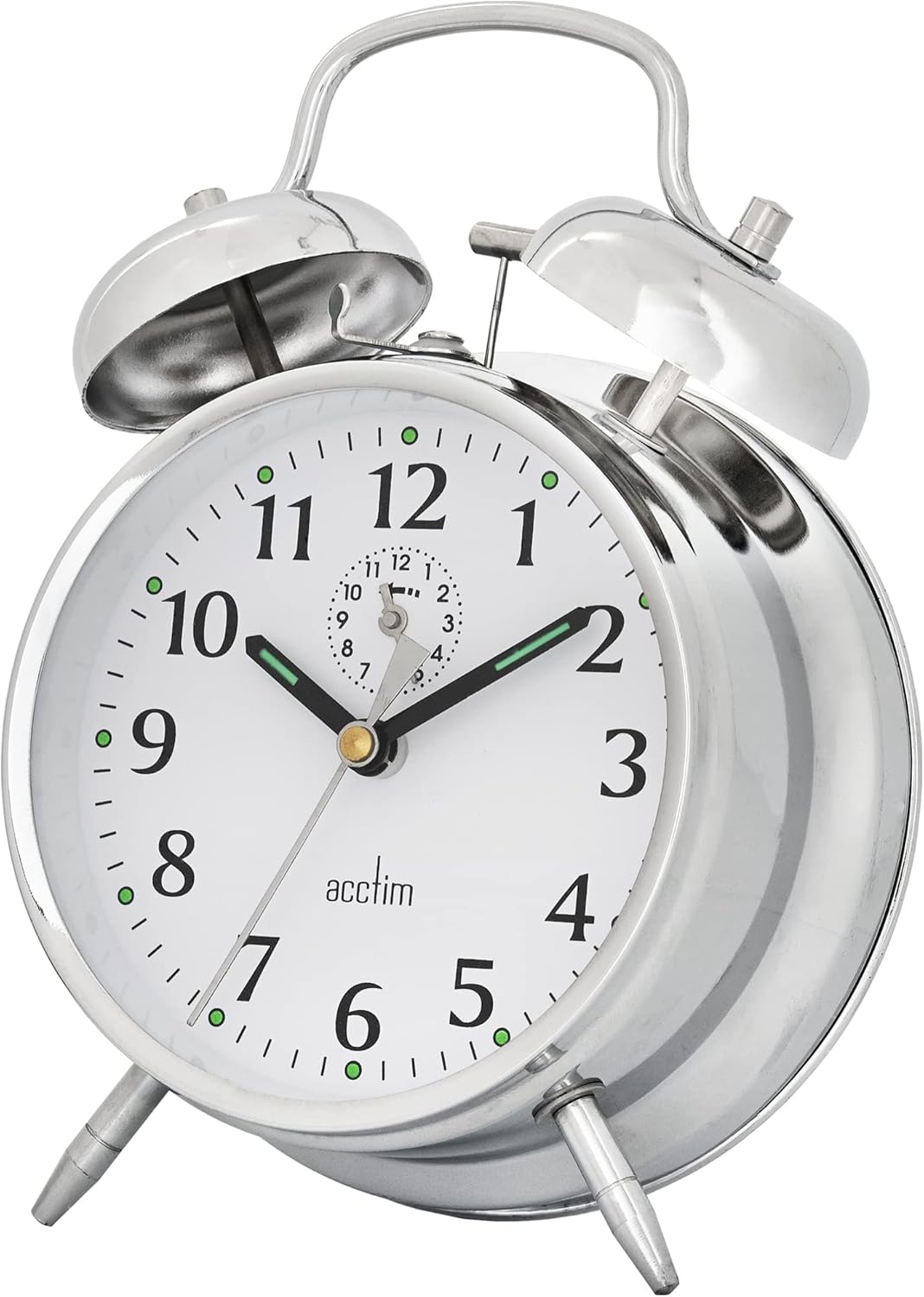 ACCTIM SAXON DOUBLE BELL ALARM CLOCK - CHROME. AC12627 \\\KD34618