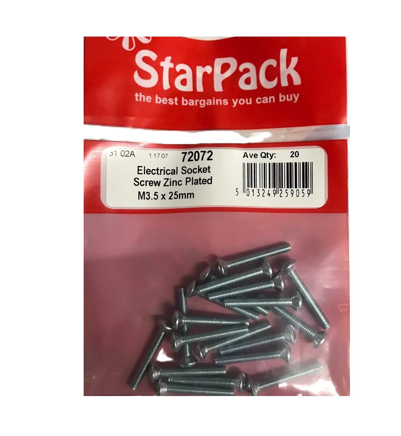 STAR PACK 72072 ZINC PLATED ELECTRICAL SOCKET SCREW. 72072 \\\KD34711