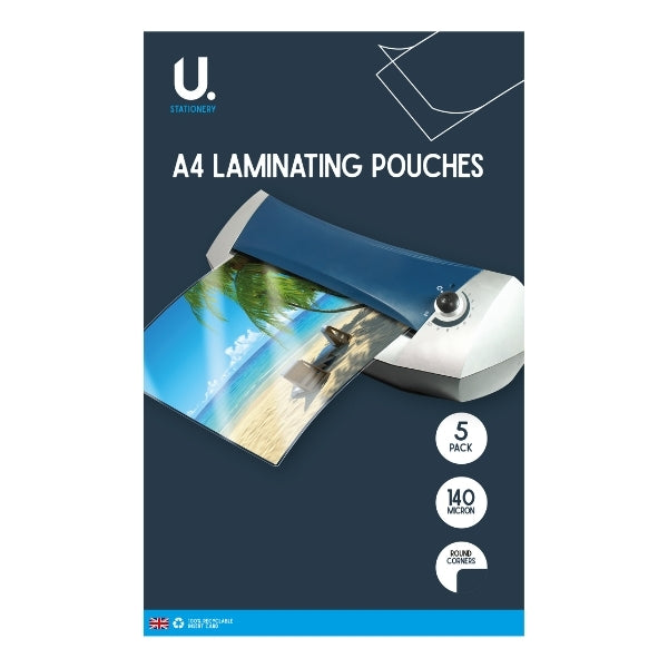 U STATIONARY A4 LAMINATING POUCHES 5/PK. P2433 \\\KD34756