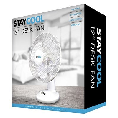 STAYCOOL 12" (30CM) DESK FAN - WHITE. F1011WH34776 \\\KD34776