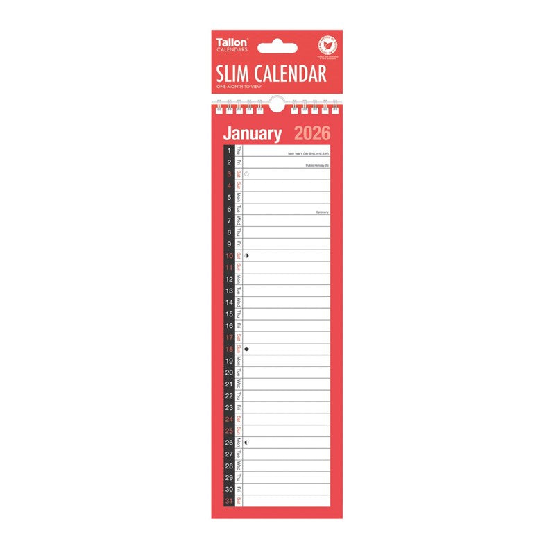 TALLON MONTH TO VIEW SLIM CALENDAR 2026. TA3801 \\\KD34783