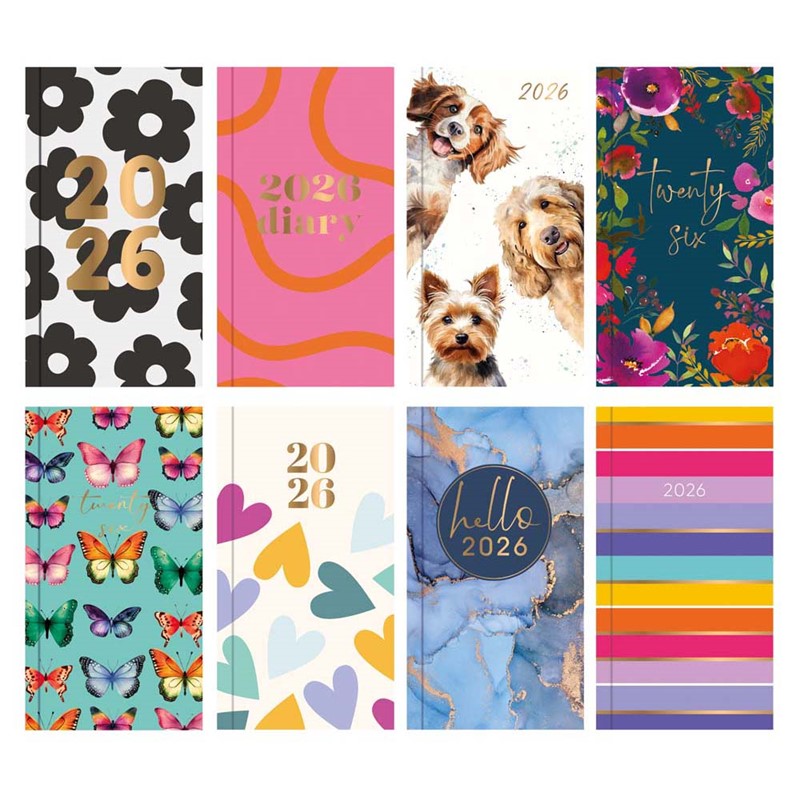TALLON ASSORTED DESIGN WEEK TO VIEW SLIM DIARY 2026. TA0320 \\\KD34790