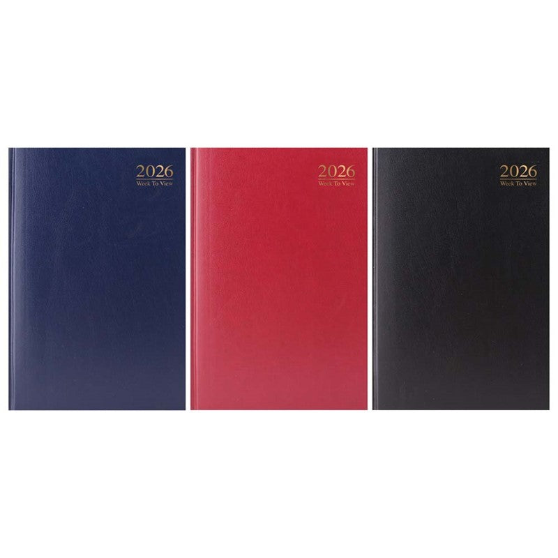 TALLON ASSORTED A4 WEEK TO VIEW HARD BACKED DIARY 2026 10/PK. TA3185 \\\KD34802