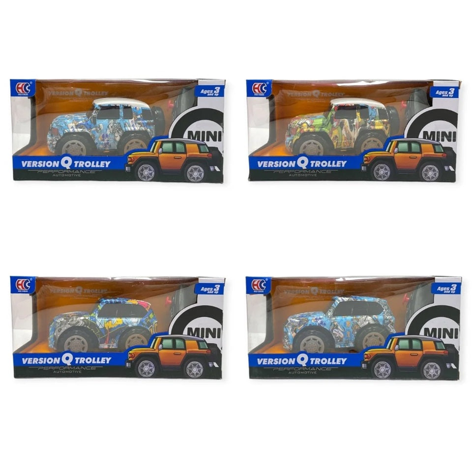 VERSION Q TROLLEY ASSORTED REMOTE CONTROL GRAFFITI CAR 16CM. RC20287 \\\KD34850