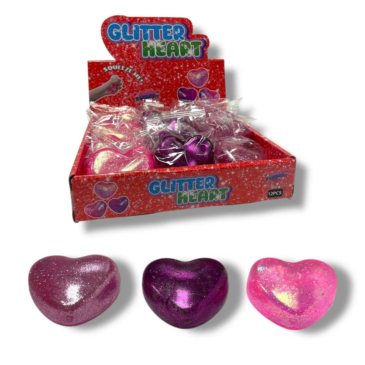 ASSORTED GLITTER HEART MALTOSE 7CM. HU8098 \\\KD34858
