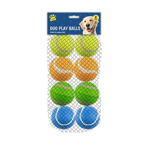 PET KINGDOM ASSORTED COLOUR DOG PLAY BALL  8/PK. PET7733OB \\\KD34877