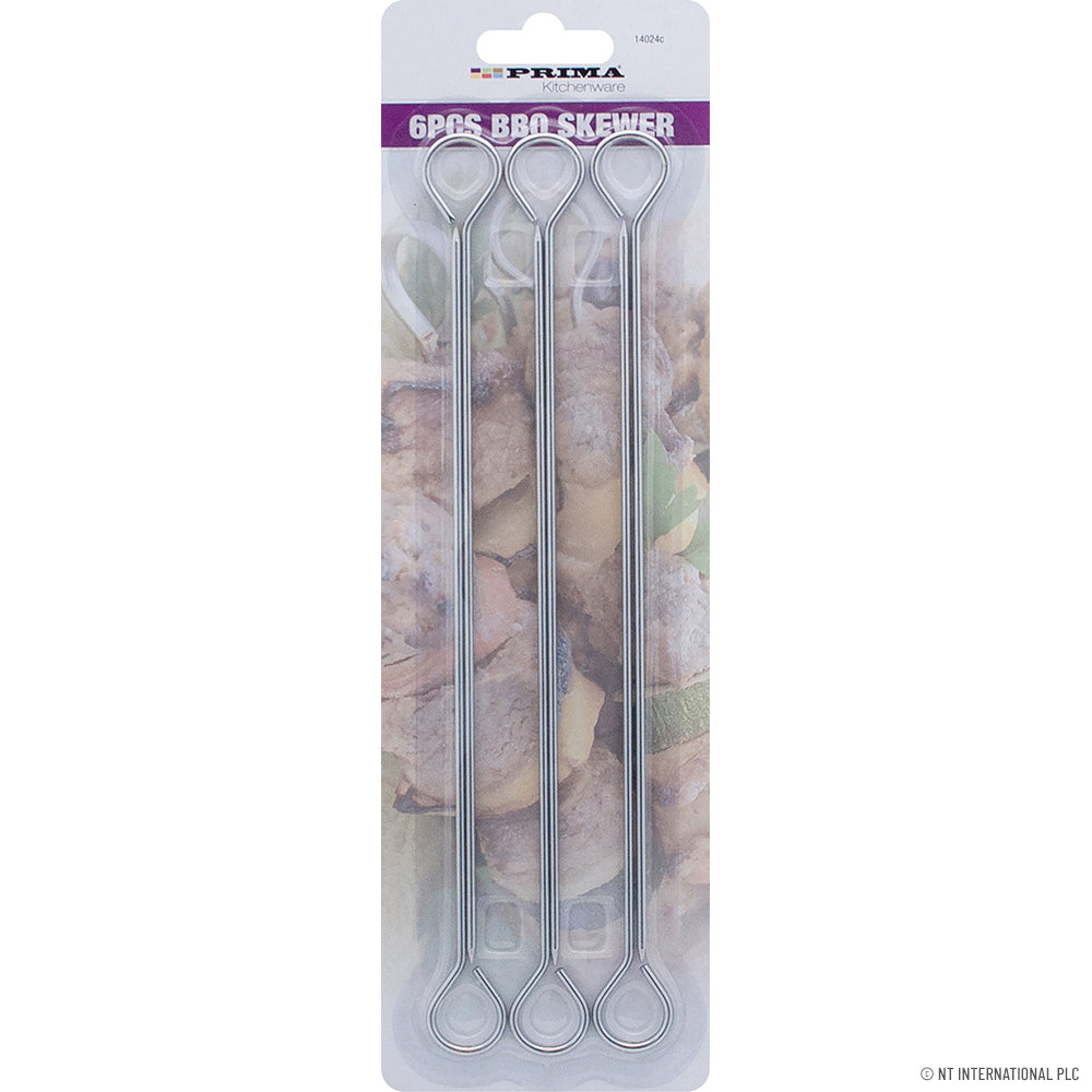 PRIMA STAINLESS STEEL BBQ SKEWERS 6/PK. 14024C \\\KD34927