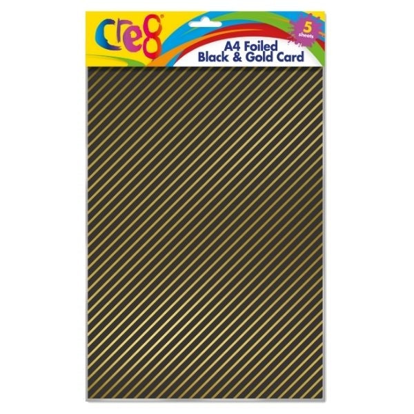 CRE8 A4 FOILED BLACK & GOLD CARDS/SHEETS 5/PK. P2018 \\\KD34947