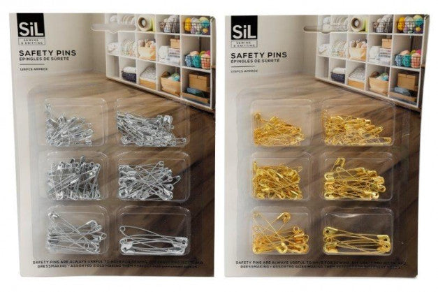 SIL ASSORTED SIZES GOLD SAFETY PINS 125/PK. SE0074 \\\KD34948