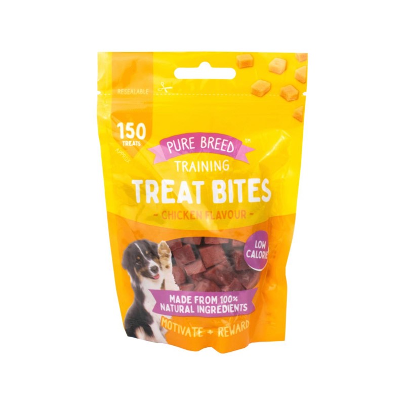 PURE BREED DRY CHICKEN FLAVOUR TREAT BITES 100GM. OL323890 \\\KD34970