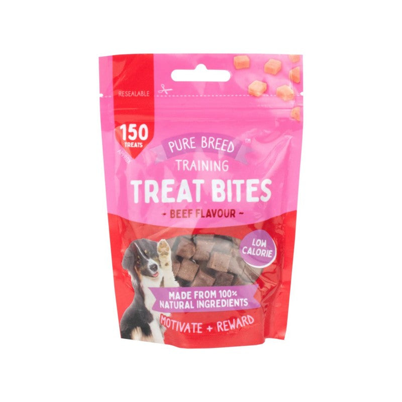 PURE BREED DRY BEEF FLAVOUR TREAT BITES 100GM. OL323889 \\\KD34971