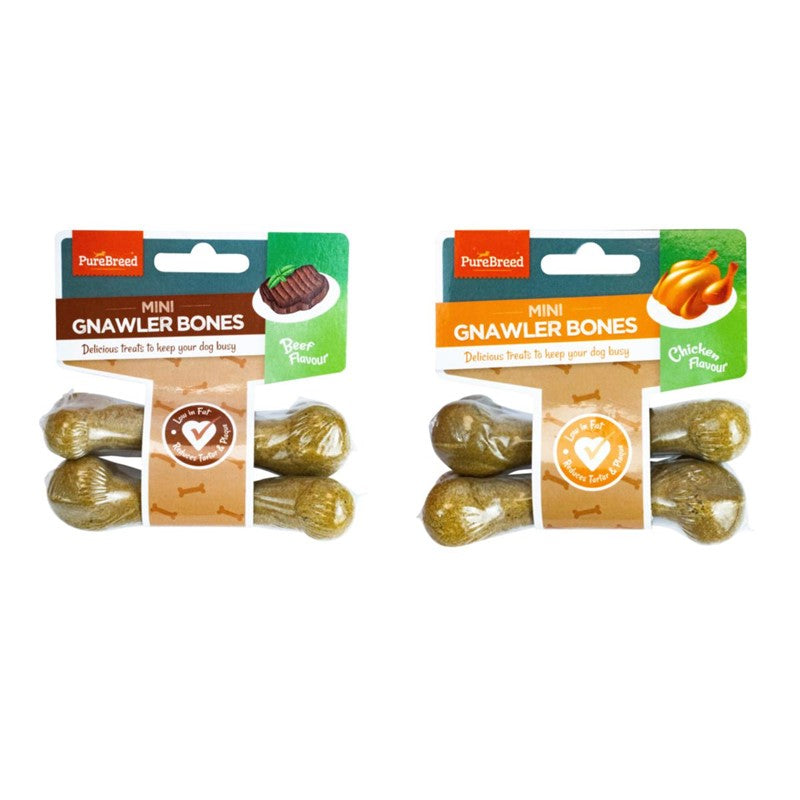 PURE BREED CHICKEN FLAVOUR MINI GNAWLER BONES 2/PK 80GM. OL323614 \\\KD34974