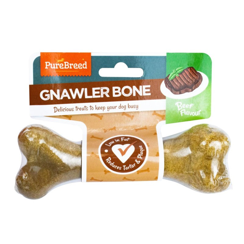 PURE BREED BEEF FLAVOUR GNAWLER BONE 105GM. OL323616 \\\KD34980