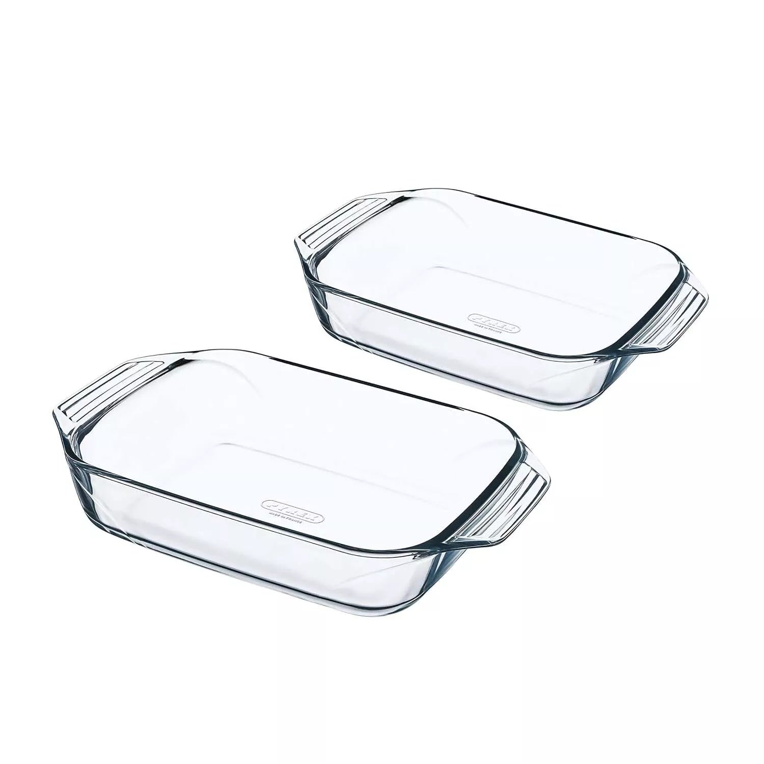 PYREX SET OF 2 RECTANGULAR OPTIMUM RASTERS 2.9LTR 23 X 35CM & 1.4L 17 X2 7CM. 912S761 \\\KD34989