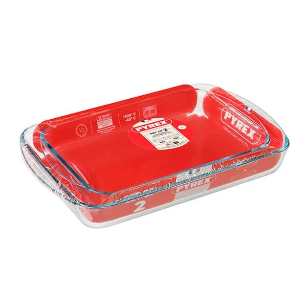 PYREX SET OF 2 CLASSIC ROASTER 39 X 25CM & 35 X 23CM. 913S608 \\\KD34991