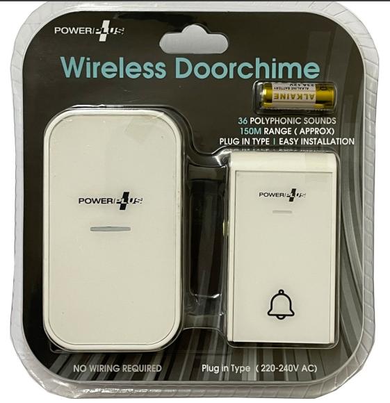 POWER PLUS WIRELESS HOME DOORBELL KIT WITH PLUG IN CHIME - WHITE. 6283 \\\KD35022