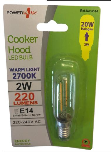 POWER PLUS 2W E14 180 LUMENS COOKER HOOD BULB. 3514 \\\KD35028