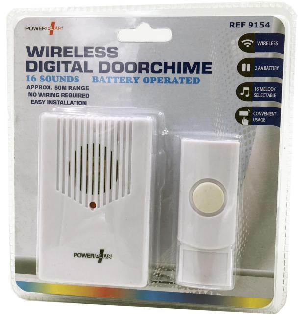 POWERPLUS BATTERY OPERATED WIRELESS DIGITAL DOORCHIME. 9154 \\\KD35038