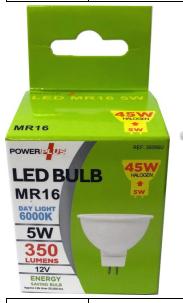 POWER PLUS ENERGY SAVING MR16 5W WARM LIGHT LED BULB. 3508 \\\KD35039