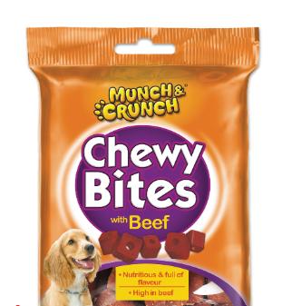 MUNCH & CRUNCH CHEWY BITES WITH BEEF 170GM. MC0075 \\\KD35094