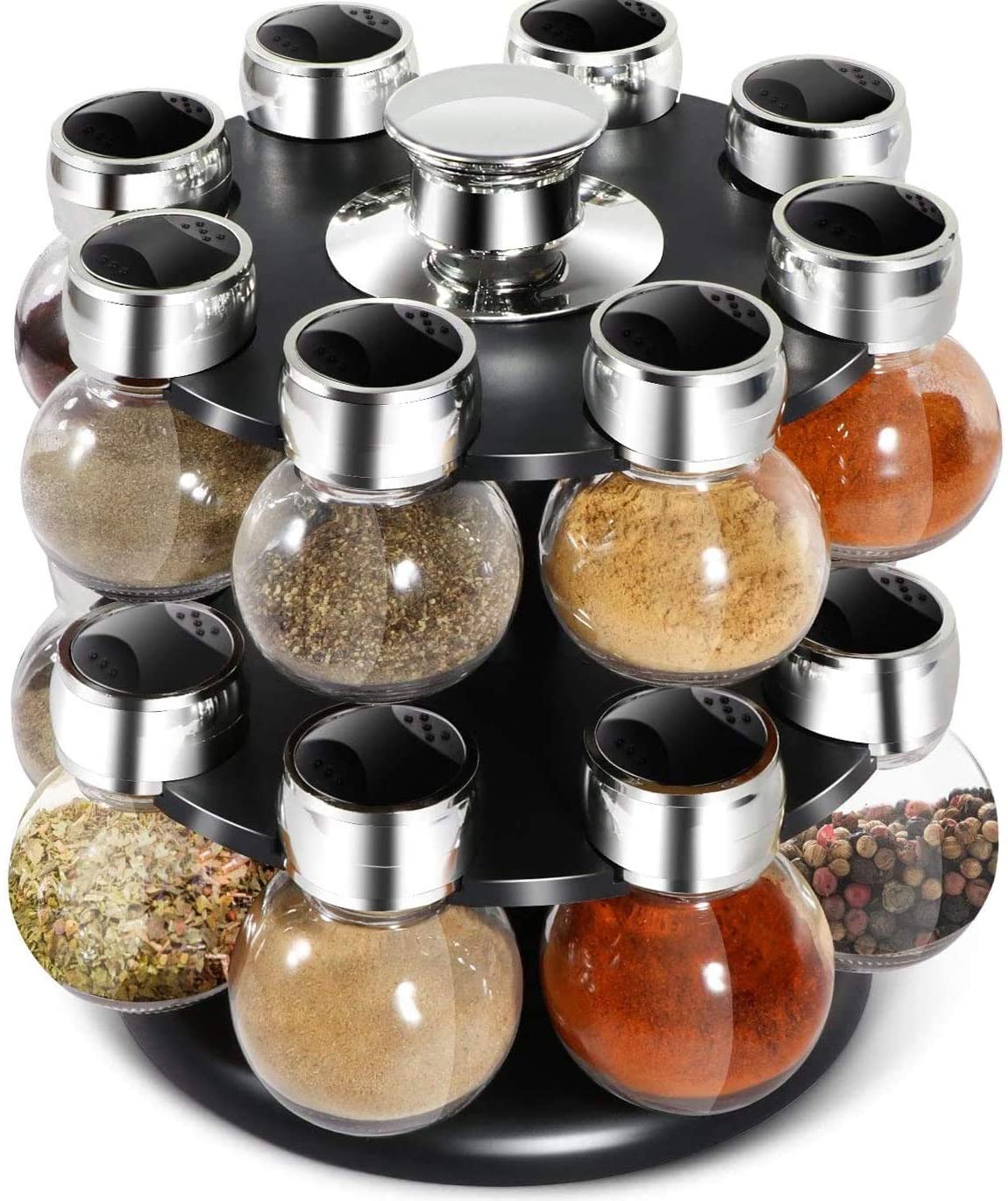 HIGHLANDS 17 PIECE GLASS SPICE RACK WITH METAL STAND. CAN68P \\\KD35147