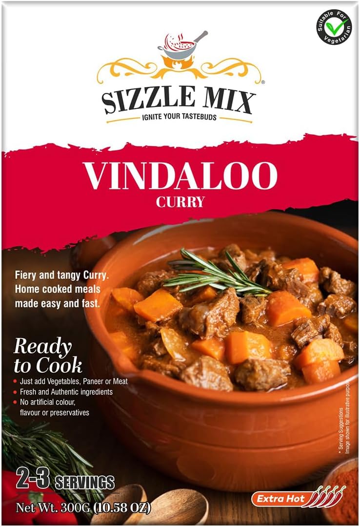 SIZZLE MIX PANEER / CHICKEN VINDALOO CURRY GRAVY 300G â€“ EXTRA HOT SPICE. 298053 \\\KD35158