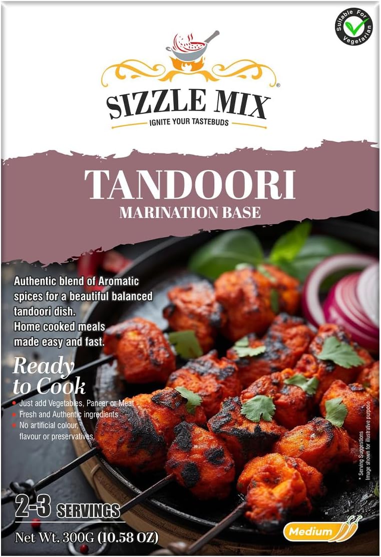 SIZZLE MIX TANDOORI MARINATION DISH BASE PASTE / SAUCE 300G â€“ MEDIUM SPICE. 298091 \\\KD35159