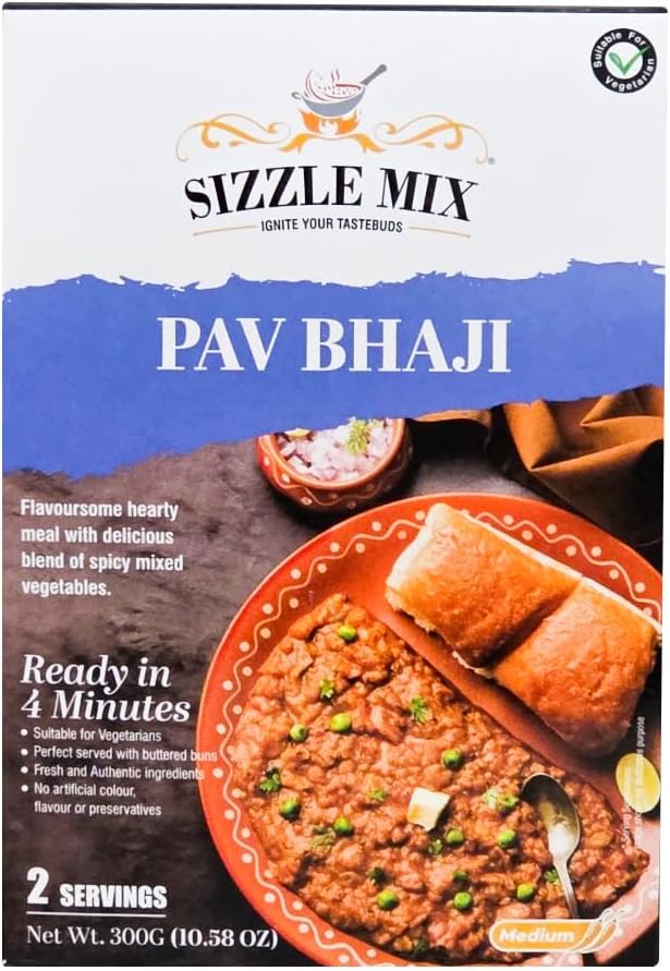 SIZZLE MIX HEAT AND SERVE AUTHENTIC INDIAN MIXED VEG STREET FOOD PAV BHAJI 300G â€“ MEDIUM SPICE. 298039 \\\KD35162