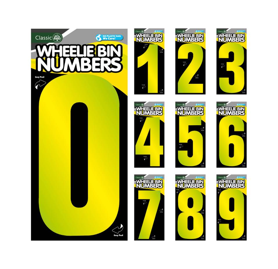 ROWAN HIGH VISIBILITY YELLOW REFLECTIVE WHEELIE BIN NUMBER - 9. H/Y.09 \\\KD35231