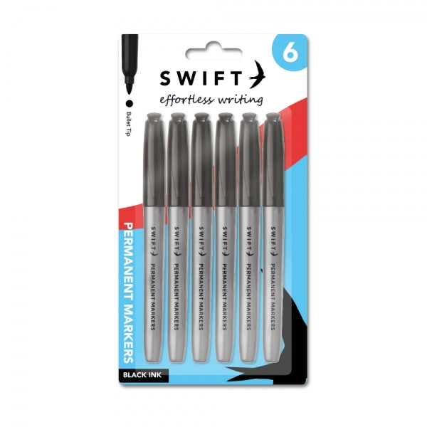 SWIFT PERMANENT MARKER BLACK 6/PK. P3108 \\\KD35241