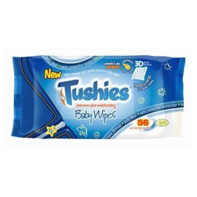 TUSHIES PREMIUM MOISTURISING BABY WIPES 56 WIPES. BWTPPL56-U \\\KD35252