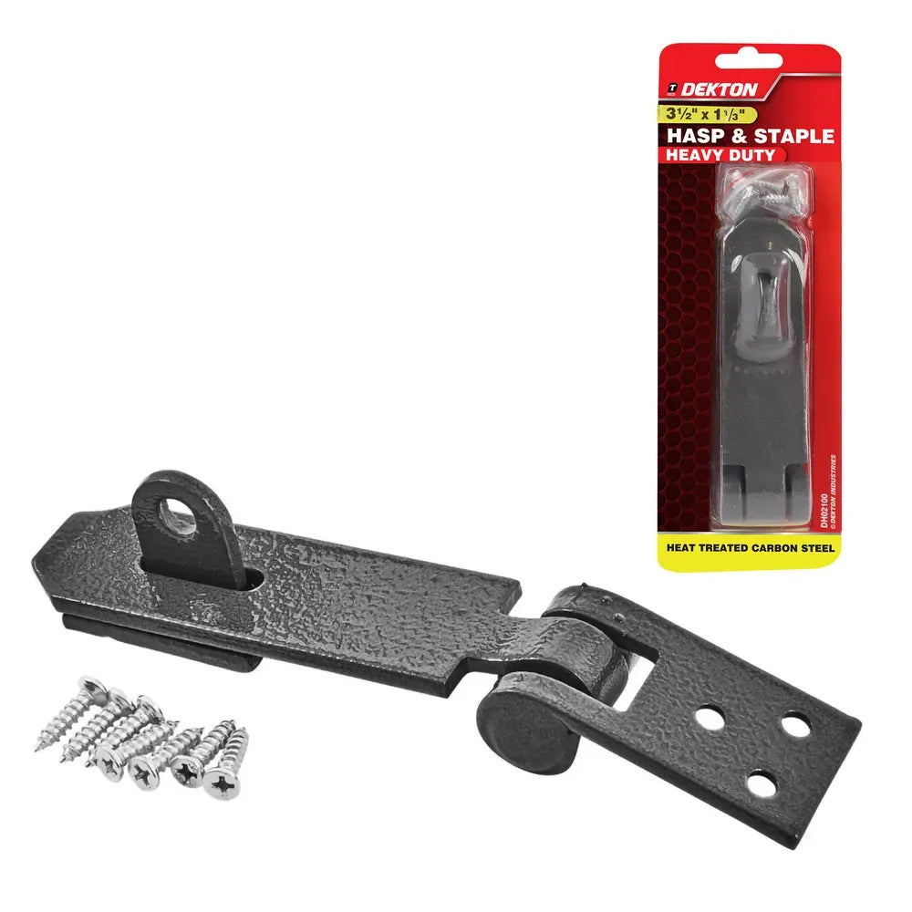 DEKTON HEAVY DUTY HASP & STAPLE GREY 3.5" X 1.13 ". DTDH02100 \\\KD35294